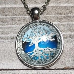 Celtic Tree of Life Silver Cabochon Necklace